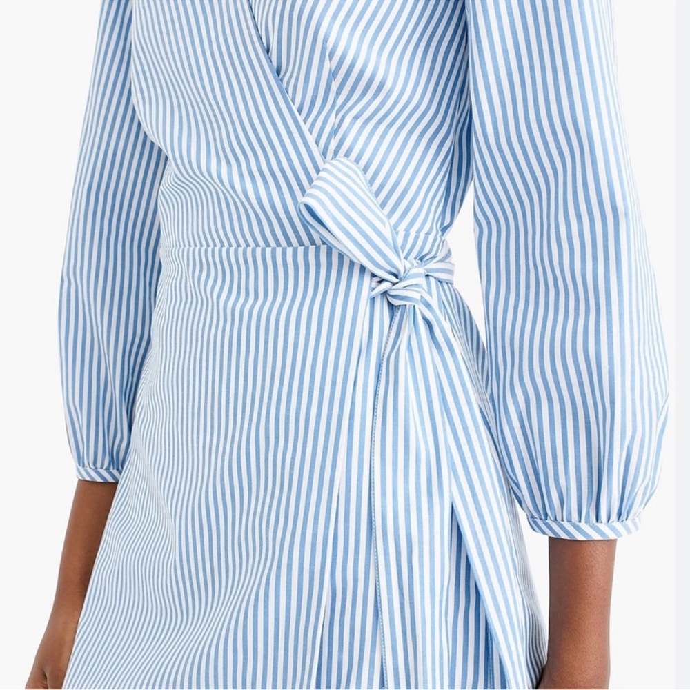 EUC J. Crew blue and white stripe wrap dress